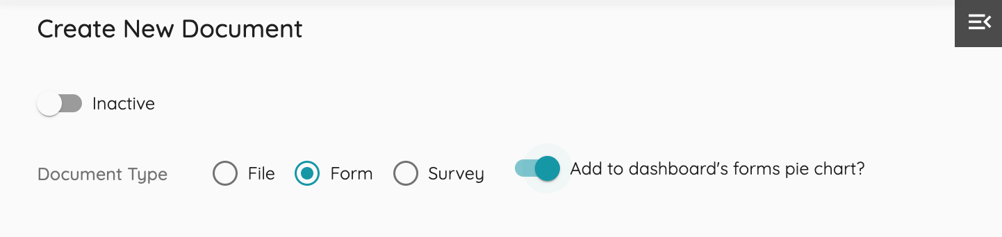 Add to dashboard pie chart toggle