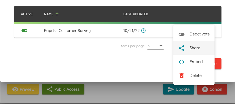 Sharing a link to a Customer Survey