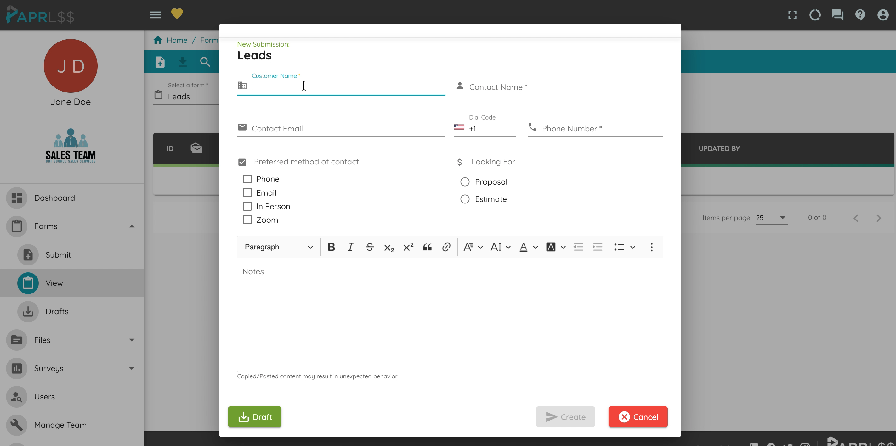 Completing the Lead Capture form fields