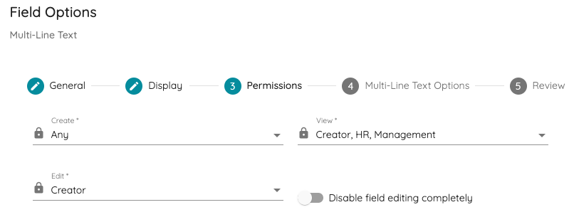 Role based field permissions