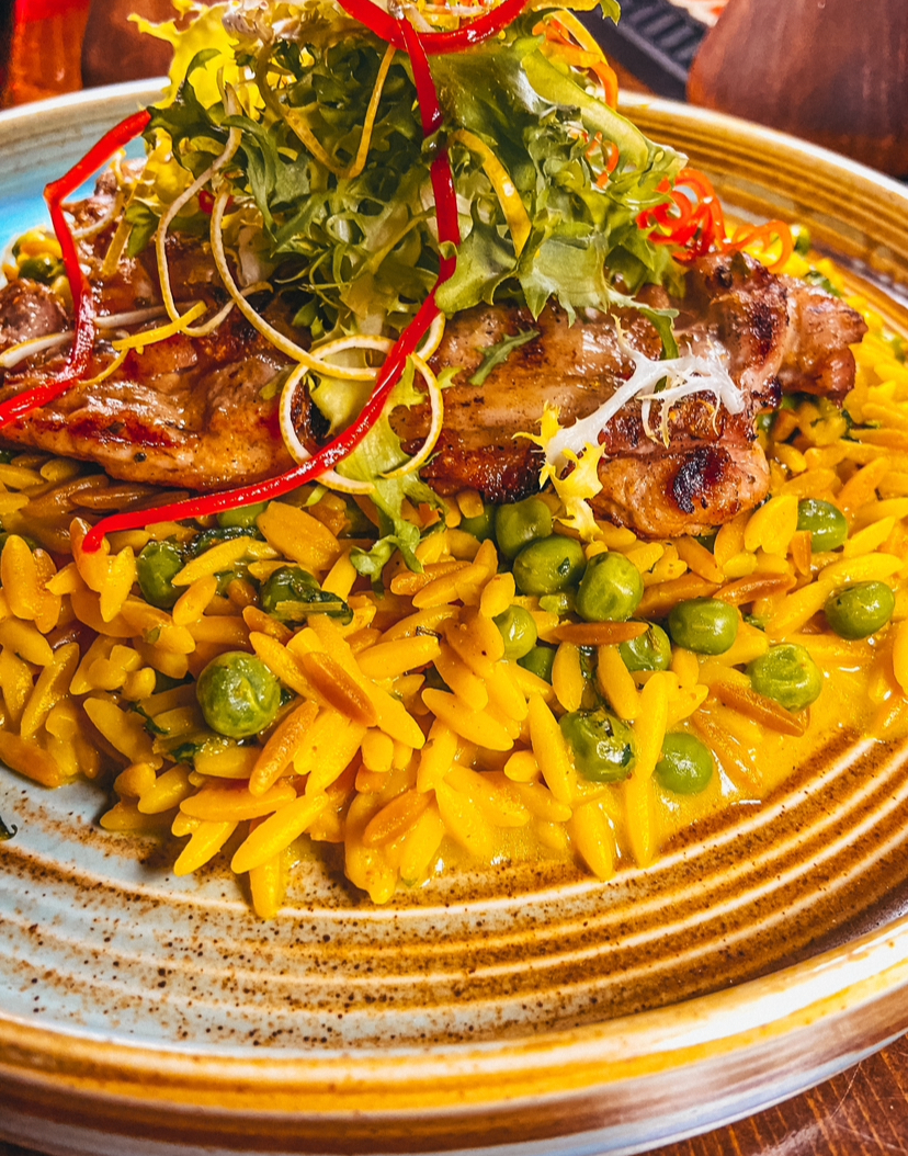 Grilled Chicken Thigh with Orzo