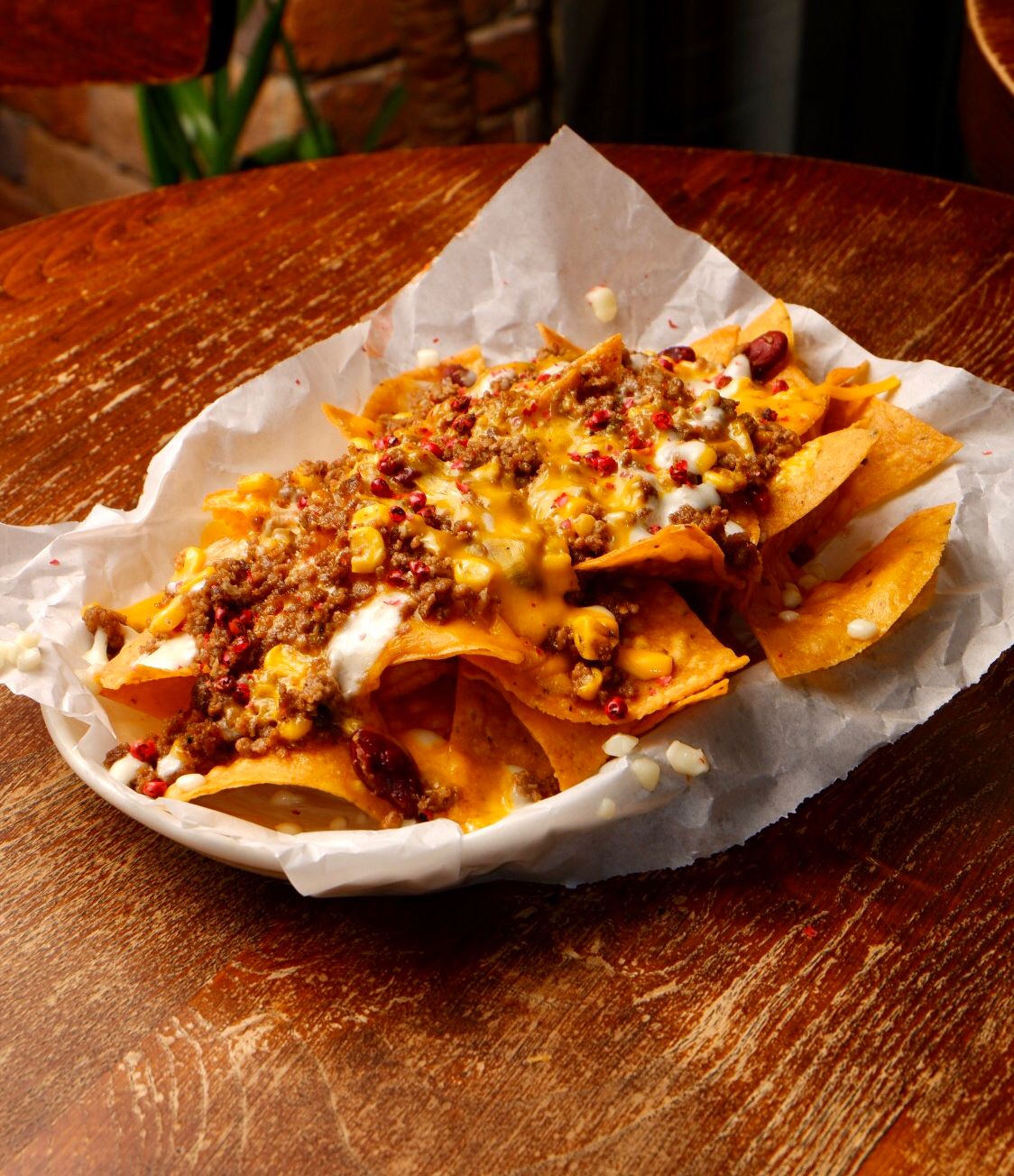 Nachos with minced meat