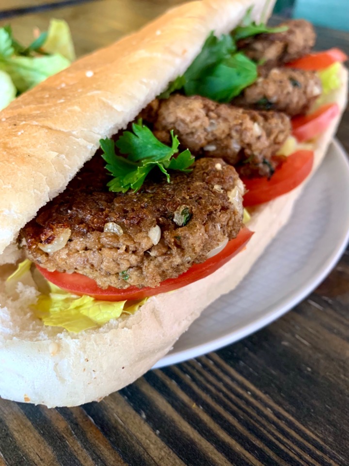 Gluten-free grilled meatball sandwich