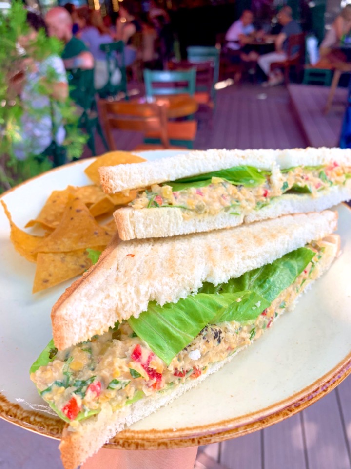 Chickpea hummus cold sandwich