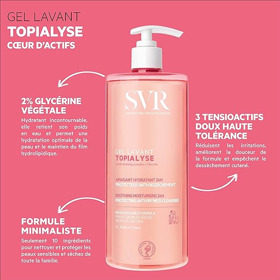 SVR Topialyse Gel Lavant Apaisant Hydratant 24h Protecteur Anti-Dessèchement – 400ml