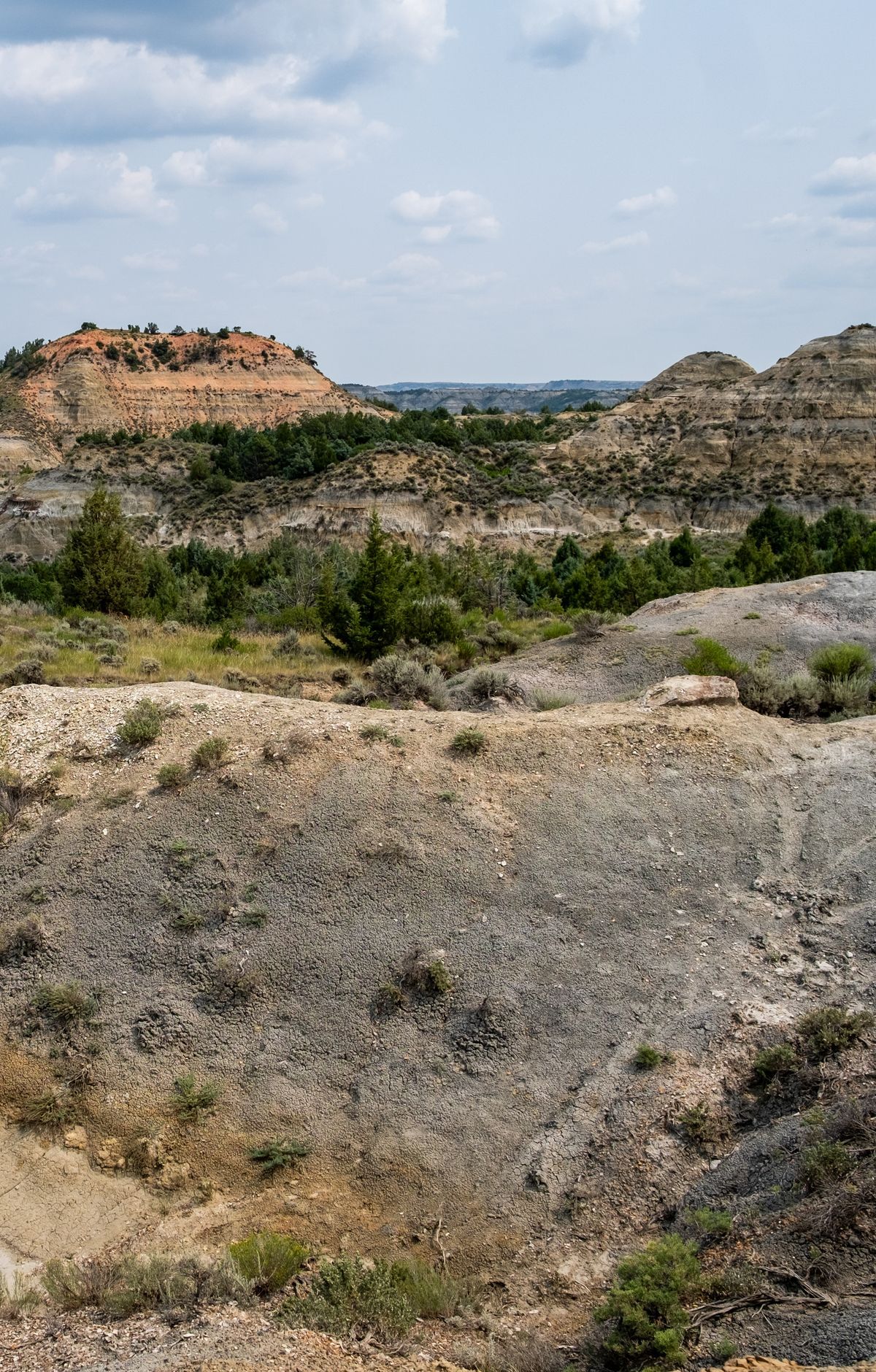 Layered Clay and Volcanic Ash Badlands, Theodore Roosevelt National Park