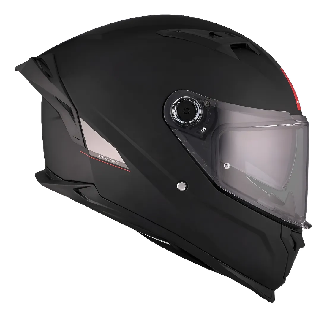 Casco Moto Mt Braker Solid Negro Mate Doble Visor y Spoiler