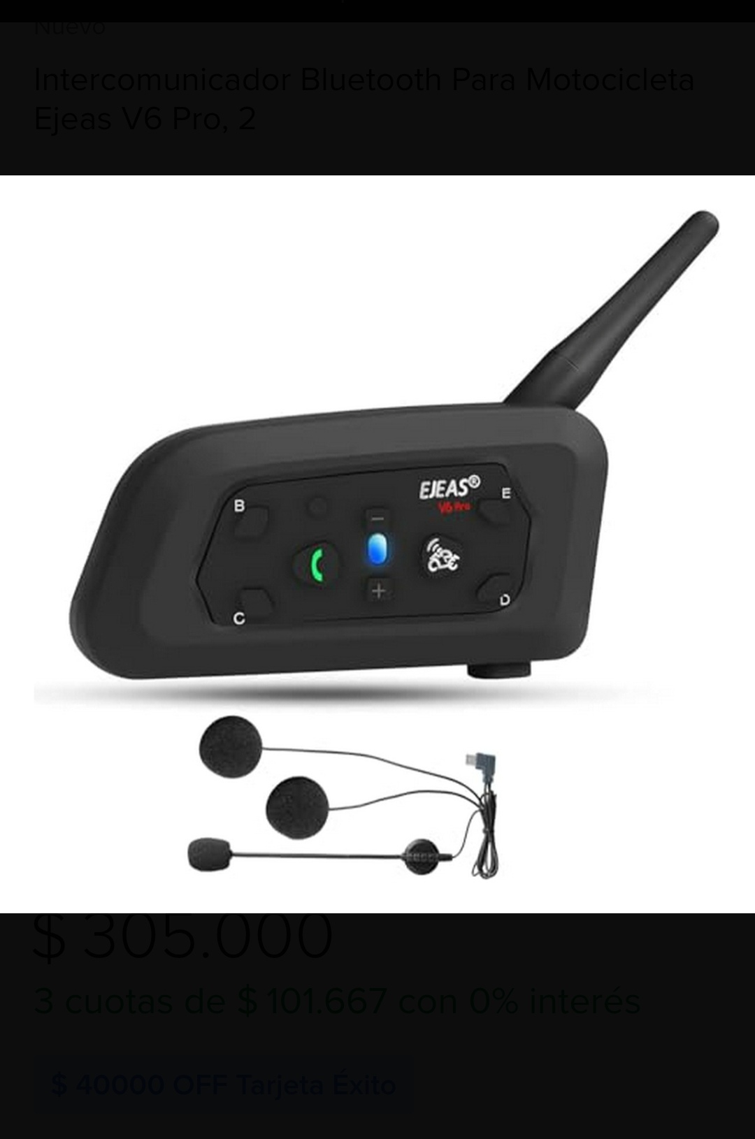 Intercomunicador Ejeas V6 Pro 2
