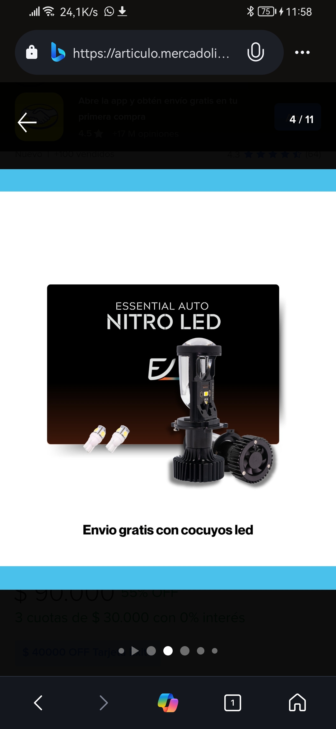 Par Luz Led Proyector Nitro Led Xp1 H4