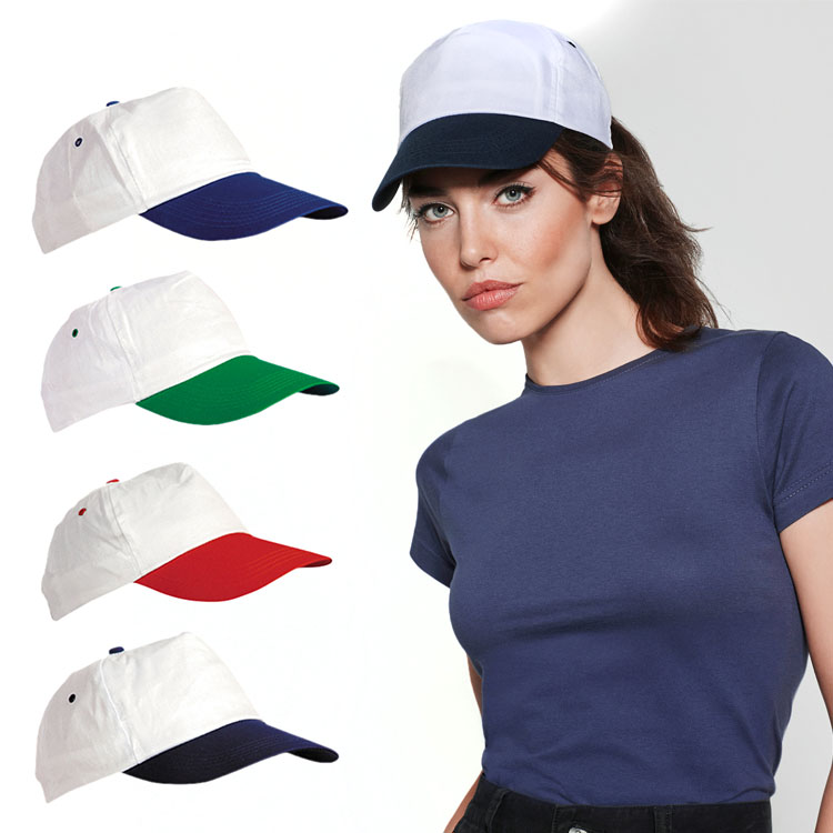 sepci albe cu cozoroc colorat Roly 7016 Combi