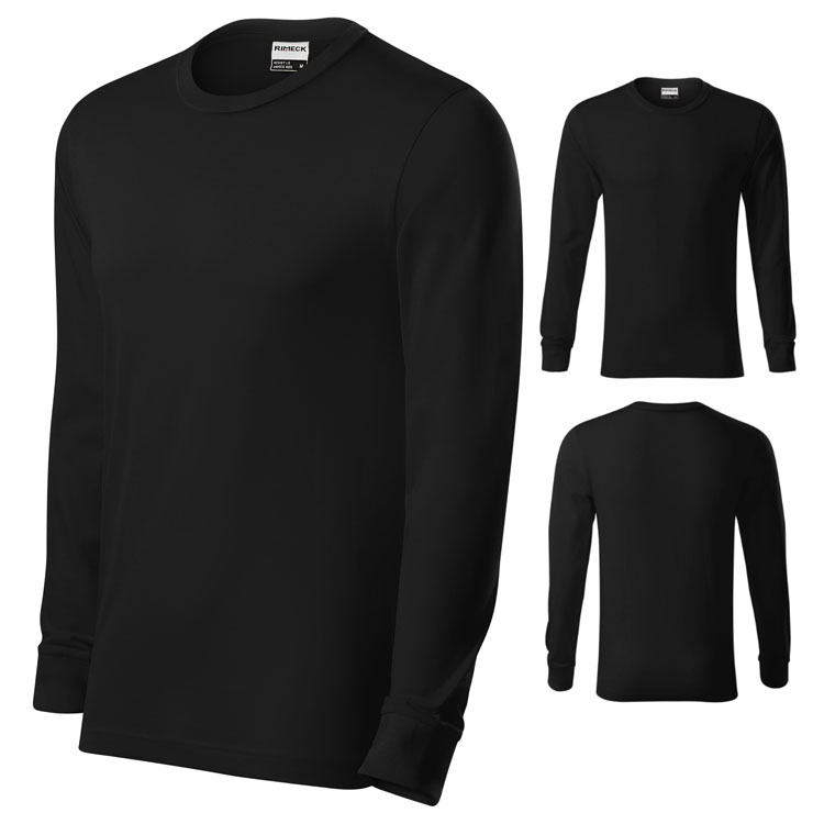 tricouri unisex negre cu maneci lungi si guler rotund ADR05