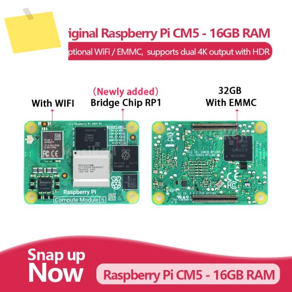 기존 Raspberry Pi 컴퓨팅 모듈 5 CM5 16GB RAM, 옵션 WiFiEMMC, CM5116064 제품 이미지