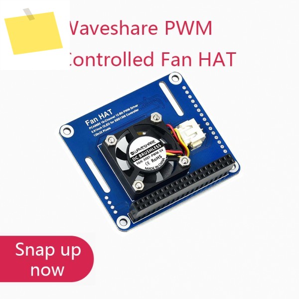 Raspberry Pi, I2C, 온도 모니터용 Waveshare PWM 제어 팬 HAT 제품 이미지