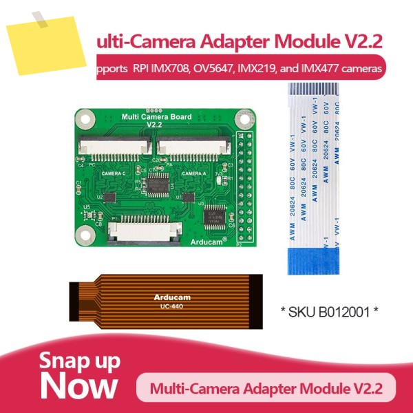 멀티 카메라 어댑터 모듈 V2.2, Raspberry Pi 312MP IMX708, 5MP OV5647, IMX219 및 지원 제품 이미지