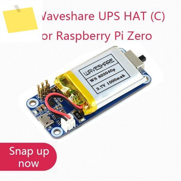 Raspberry Pi Zero용 Waveshare UPS HATC, 5V 무정전 전원 공급 장치, 다중 배터리 보호 회로 제품 이미지