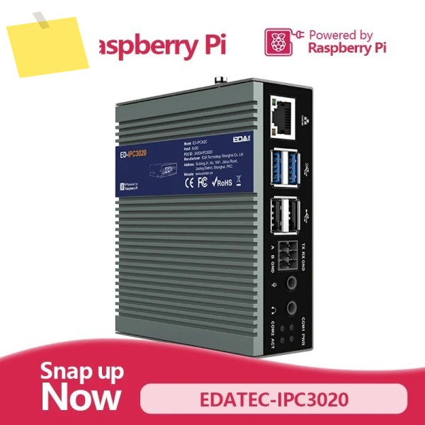 EDATEC-IPC3020 Broadcom 고성능 산업용 컴퓨터, 라즈베리 파이 5 기반, 4GB8GB DDR,SD 카드, SSD 포함, BCM2712 제품 이미지