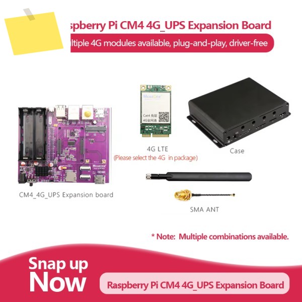 라즈베리 파이 CM4 4G_UPS 무정전 전원 공급 장치 확장 보드, 4G LTE CAT4, 플러그 앤 플레이, 드라이버 불필요18650 배터리 없음 제품 이미지