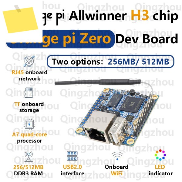 Orange Pi Zero 256512MB Allwinner H3 쿼드 코어, 오픈 소스 단일 보드 컴퓨터, Android 4.4 실행, Ubuntu, Debian 이미지, Wi- 제품 이미지