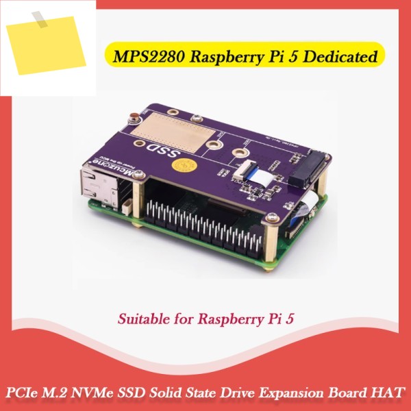 솔리드 스테이트 드라이브 확장 보드 HAT, MPS2280 라즈베리 파이 5 전용 PCIe M.2 NVMe SSD 제품 이미지
