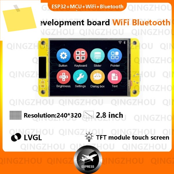 ESP32 개발 보드, 표준 2.8인치 TFT 디스플레이 및 TP 저항기, 원키 자동 다운로드 지원, LVGL 데모 제공 제품 이미지