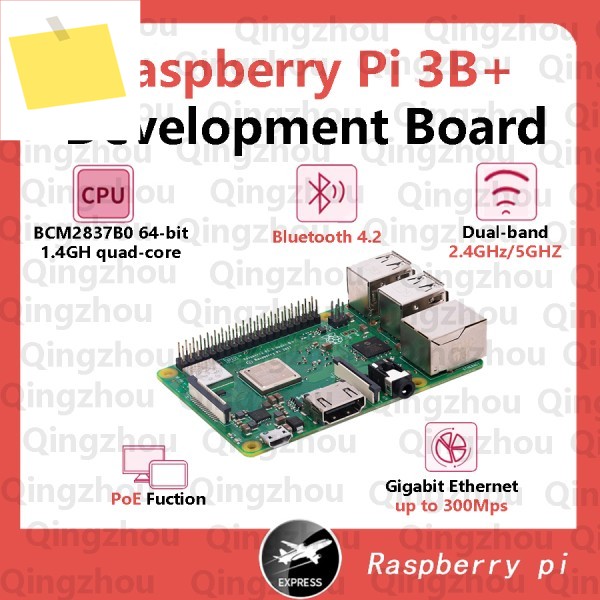 Raspberry Pi 3B+ 개발 보드 BCM2837 1.2G, 2.4G 및 5G WIFI 4.2 Bluetooth PoE Cortex-A53 64비트 GHz 제품 이미지