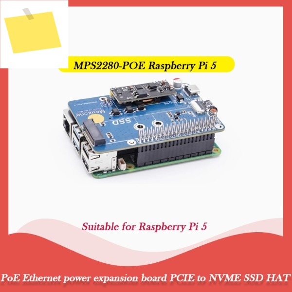 Raspberry Pi 5 전용 PoE 이더넷 전원 확장 보드, to NVME SSD HAT 22802242 제품 이미지