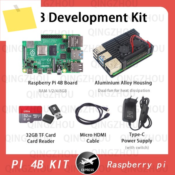 라즈베리 파이 4B 키트 스타터 개발 RAM 2, 4, 8GB 보드, 카드 리더, SD 전원 공급 장치, HDMI 케이블, 새제품 제품 이미지