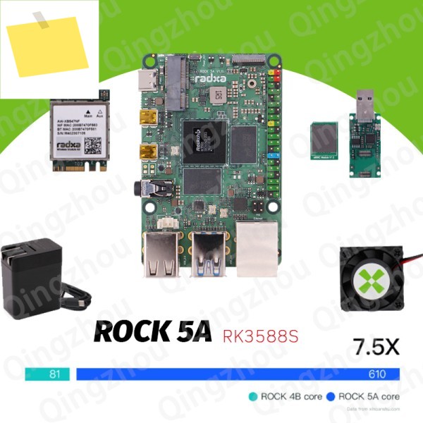 Radxa 개발 보드 ROCK 5A RK3588S 옥타코어 단일 컴퓨터 쿼드코어 A76 및 A55 LPDDR4X 제품 이미지