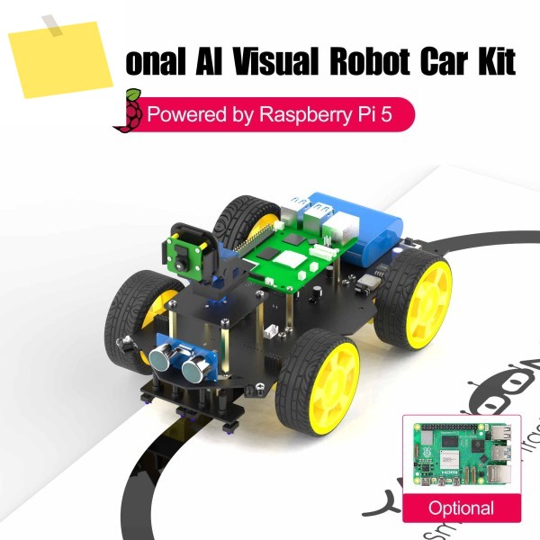 Raspberry Pi 5 스마트 AI 비전 4WD 로봇 자동차 전자 키트, DIY 학습 프로젝트 풀 FPV 카메라 포함 보드 제외 제품 이미지