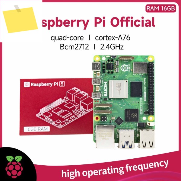 Raspberry Pi 5 16G RAM 개발 보드 키트, Cortex-A76 최신 컴퓨터 재고 제품 이미지