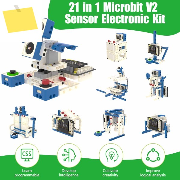 Microbit V2 센서 모듈 키트, 코딩 스템 교육 지지대, MakeCode 파이썬 프로그래밍 가능 장난감, 전자 DIY 프로젝트 제품 이미지