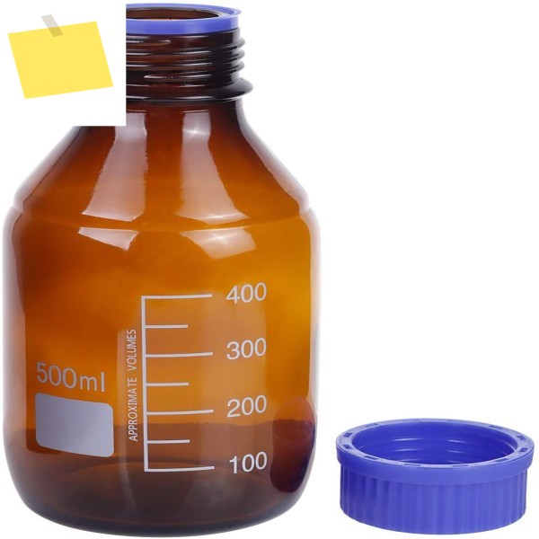 4팩 앰버 브라운 유리 졸업 산성 시약 병 블루 캡 GL45 500ml 와 autoclavable 제품 이미지