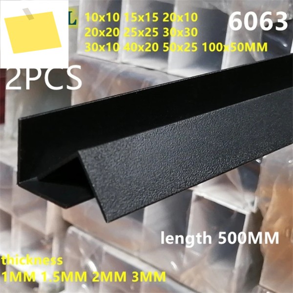 2PCS 검정색 직각 오가네 알루미늄 10X10-100X50MM 두께 11.523MM L 자형 합금 가장자리 삼각형 프로파일 길이 500MM 제품 이미지
