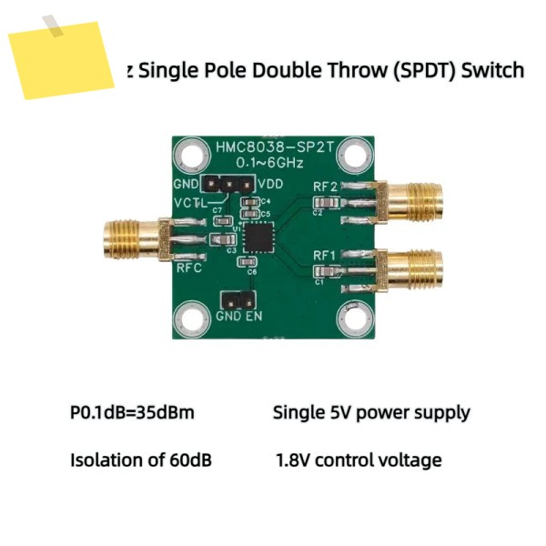 HMC8038 고격리형 SPDT 광대역 0.1-6GHz 단극 이중 전환 RF 스위치 고출력 제품 이미지