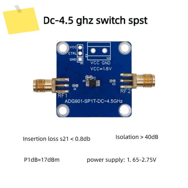 DC-4.5GHz 고차단 ADG901 RF 스위치, 단극 단투형 SP1TSPST 제품 이미지