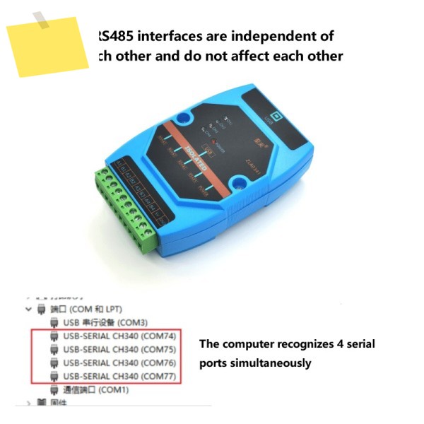 USB-4포트 RS-485 변환기 5KV 고전압 절연 4방향 직렬 포트 라인 COM 통신 제품 이미지