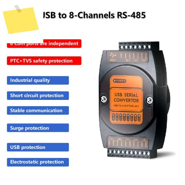 8개의 COM 포트, 산업용 등급 USB - 8채널 RS485 직렬 변환기, 번개 및 서지 보호, 신뢰성 안정성 제품 이미지