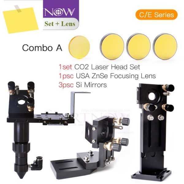 Startnow CO2 레이저 헤드 세트 Len Dia.20mm FL50.8mm ZnSe 초점 렌즈 CE 조각 절단 Maching 용 전체 미러 마운트 키트 제품 이미지