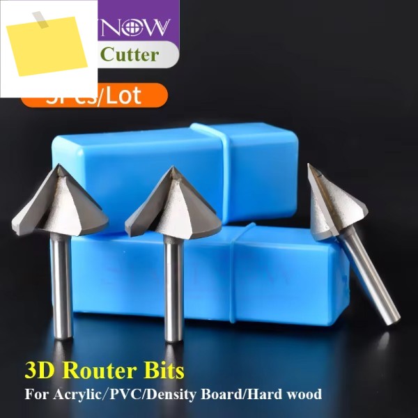 Startnow-밀링 커터 캇타 카타 60 90 120 도 아크릴 PVC MDF 단단한 나무 CNC 라우터 조각 비트, 엔드 밀 3D 5 피스 제품 이미지