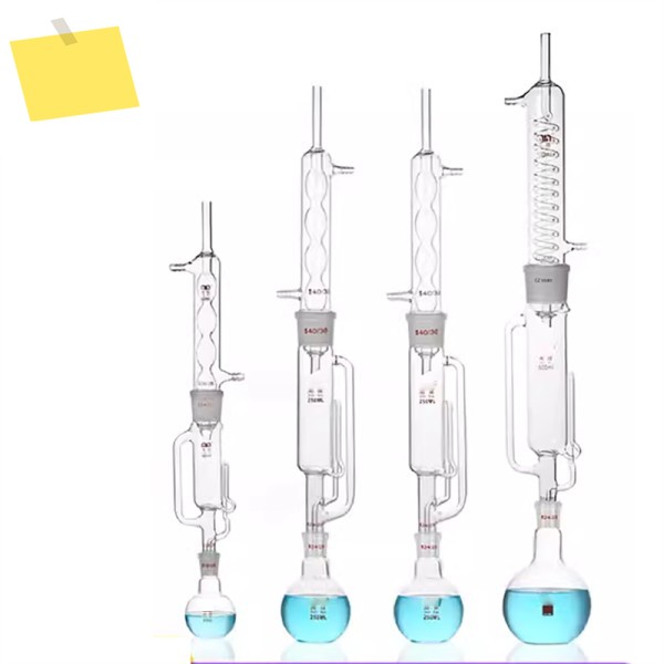 150ml250ml500ml 실험실 유리 Soxhlet 추출기 콘덴서 및 코일구근이 있는 본체, 제품 키트 제품 이미지