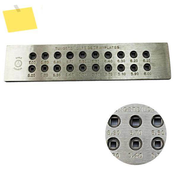 사각형 모양 텅스텐 카바이드 와이어 드로플레이트, 다양한 모델, 3.10-5.00mm,5.10-7.00mm, 구멍 번호 2030, 보석 제작 장비 제품 이미지