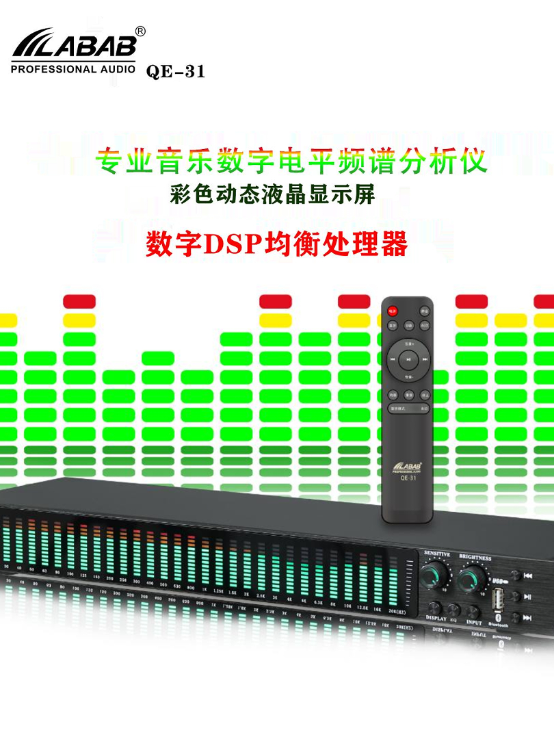 31밴드 이퀄라이저 레벨 스펙트럼 디스플레이 디지털 이퀄라이저가 탑재된 LABAB 블루투스 USB 플래시 드라이브 플레이어 제품 이미지
