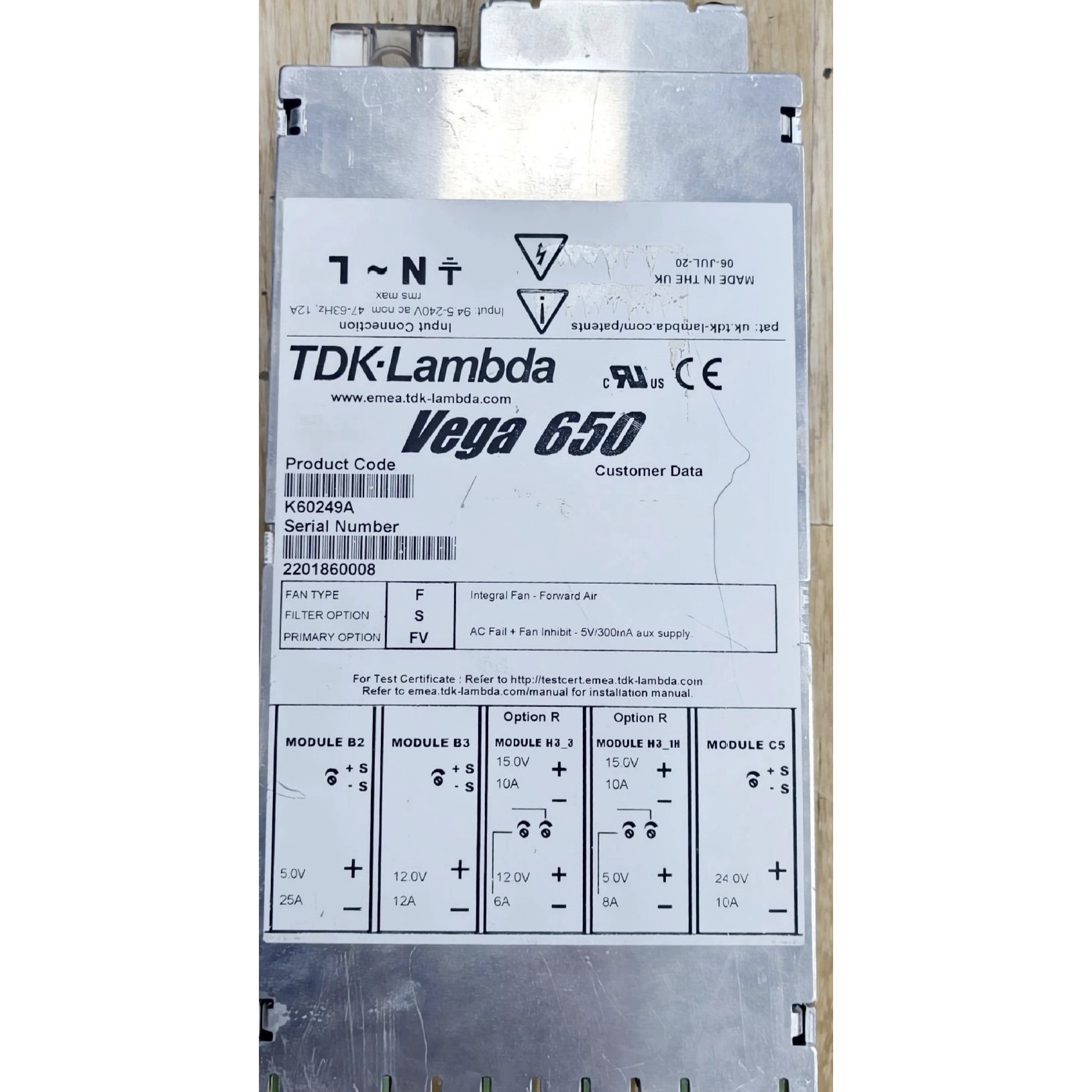 TDKLambda Vega650 V60249A 전원 공급 장치 제품 이미지