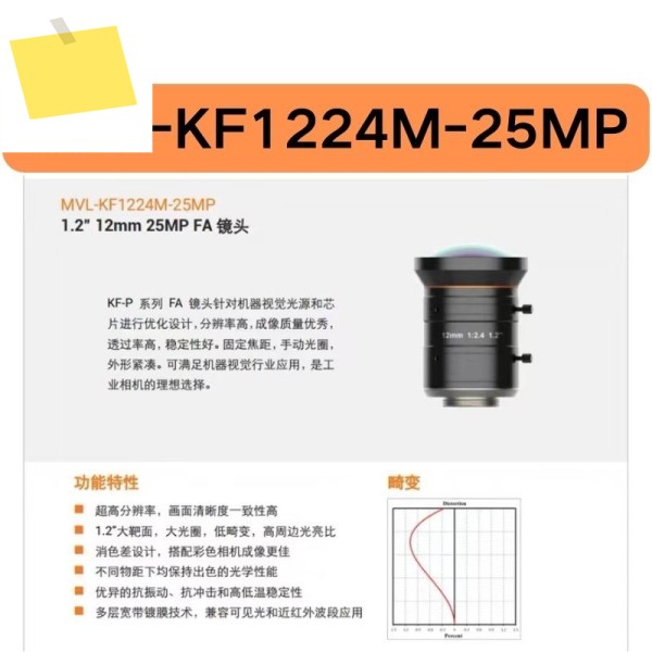 을 위해 재고가 있는 2500만 해상도의 신품 MVL-KF1224M-25MP 12mm 산업용 카메라 렌즈 제품 이미지