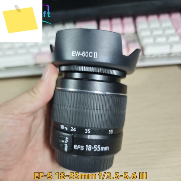 98% 새 상품인 캐논 EF-S 18-55mm f3.5-5.6 III 표준 줌 렌즈는 인물 사진, 풍경 및 건축 건물 촬영에 적합합니다. 제품 이미지