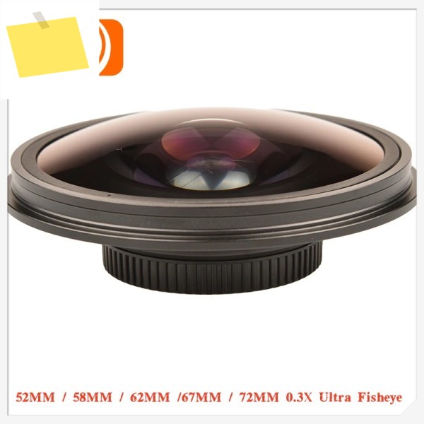 52MM 0.3X 울트라 피쉬아이 와이드 렌즈 어댑터비디오 카메라 캠코더 전용 후드 포함 제품 이미지