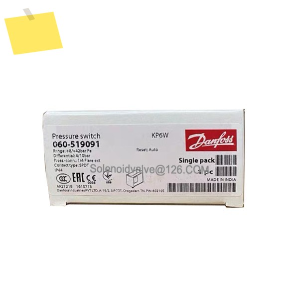 Danfoss 압력 컨트롤러, 스위치, 자동 리셋, KP6W 060-5190, 제품 이미지