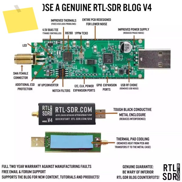 RTL-SDR 블로그 V4 원본 수입 신규 제품 이미지