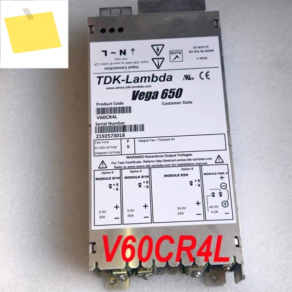 TDK-Lambda Vega 650 V60CR4L 2192573018 100-240V 11A 전원 공급 장치용 거의 새 제품 제품 이미지
