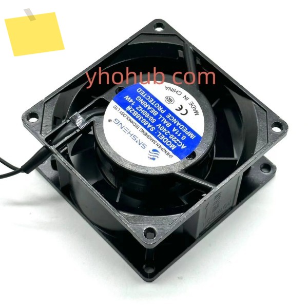 SNSHENG 2 와이어 서버 냉각 선풍기, SA8038B2H, AC 220V, 14W, 80x80x38mm 제품 이미지